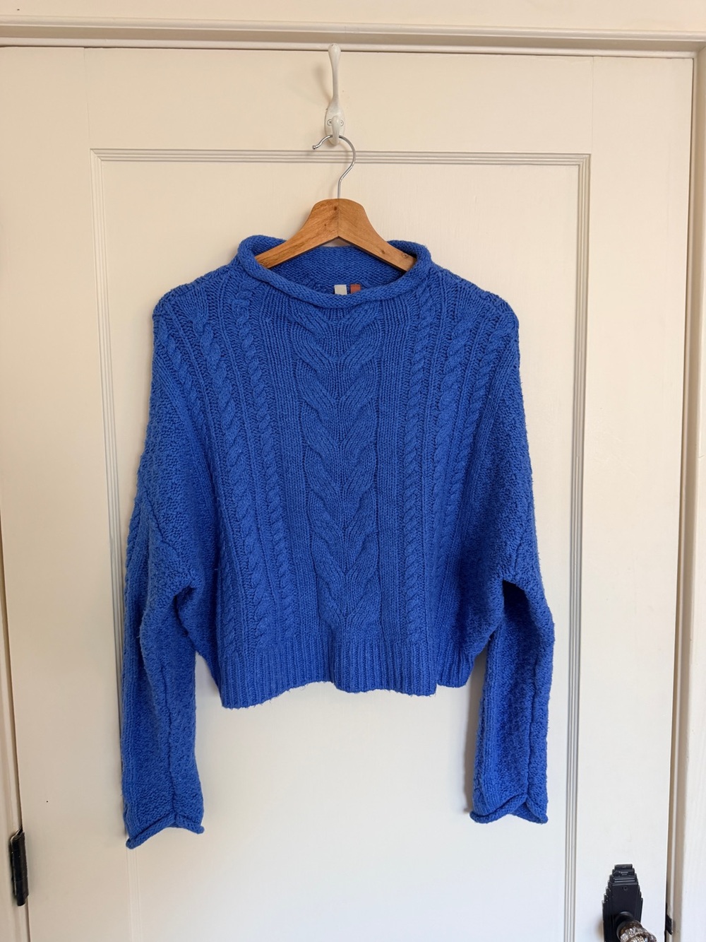 Pilcro / Anthropologie Vibrant Blue Cropped Dolman Mock Neck Sweater - Size S